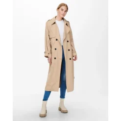 Trench coat Col à revers Ceinture à la taille beige