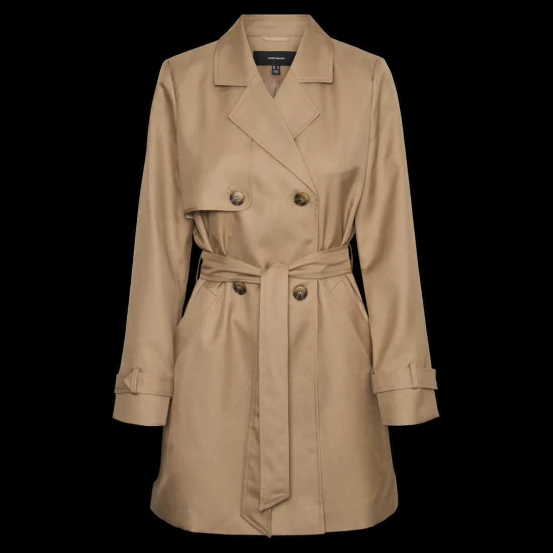 Trench coat fermeture à double boutonnage. fermeture par ceinture col à revers marron Zola