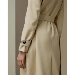 Trench-coat classique hydrofuge kaki en soie