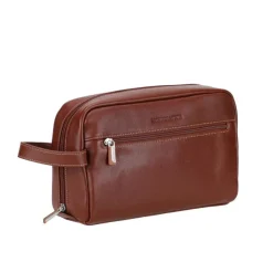Trousse de toilette en cuir cognac