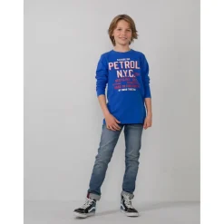 T-shirt à Manches à Longues Garçon Bleu - Petrol en coton
