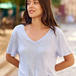 T-SHIRT BLEU CIEL THANA en lin