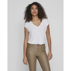 T-shirt col en v manches courtes blanc Amy