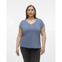 T-shirt col en v manches courtes bleu Sam