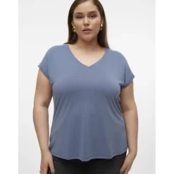 T-shirt col en v manches courtes bleu Sam