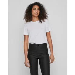 T-shirt col rond manches courtes blanc en coton modal