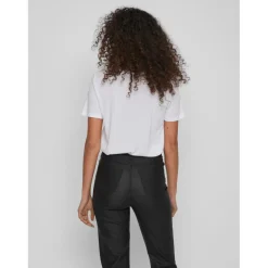 T-shirt col rond manches courtes blanc en coton modal