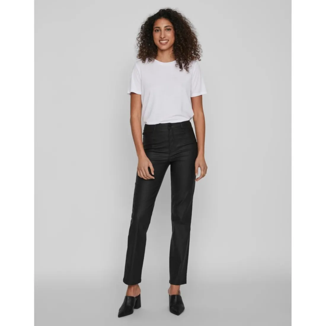 T-shirt col rond manches courtes blanc en coton modal