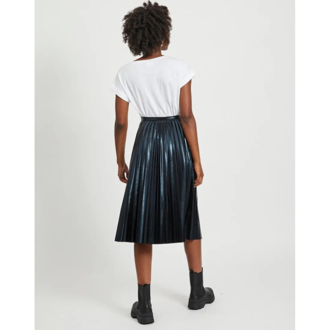 T-shirt col rond manches courtes blanc en coton Sara