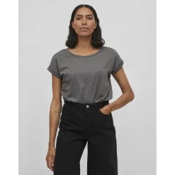 T-shirt col rond manches courtes gris