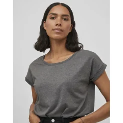 T-shirt col rond manches courtes gris