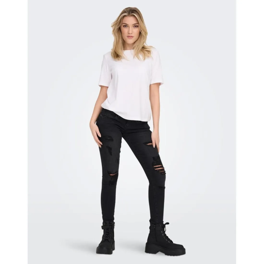T-shirt Col rond Manches courtes blanc en coton Zola