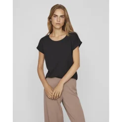 T-shirt col rond manches courtes noir Louise