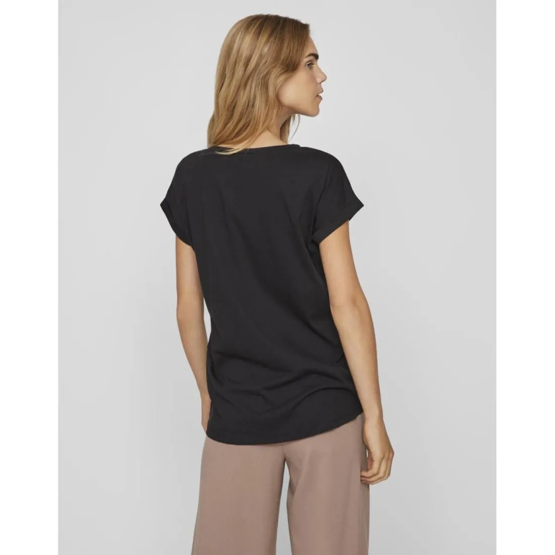 T-shirt col rond manches courtes noir Louise