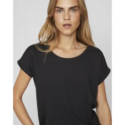 T-shirt col rond manches courtes noir Louise