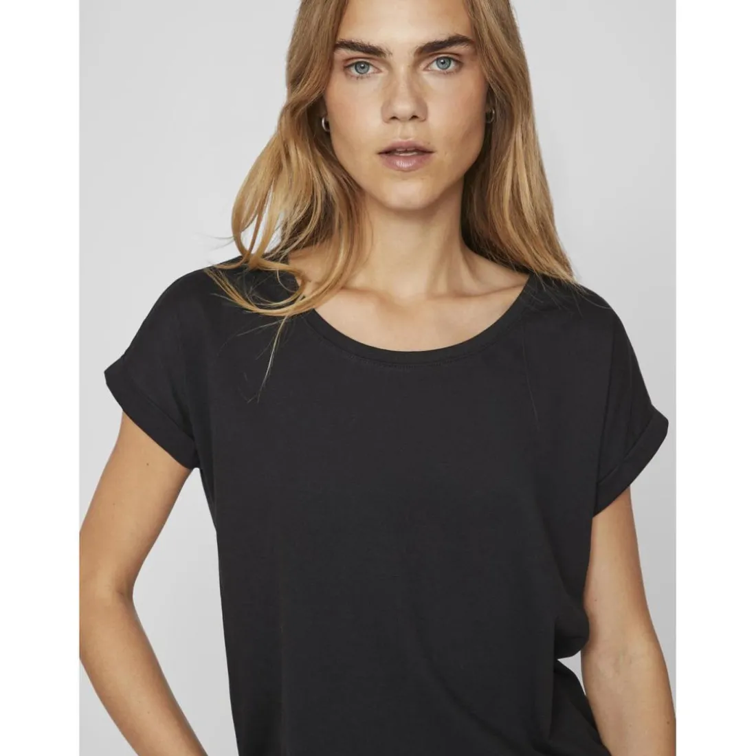 T-shirt col rond manches courtes noir Louise