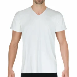 T-shirt col V Coton d'Egypte blanc