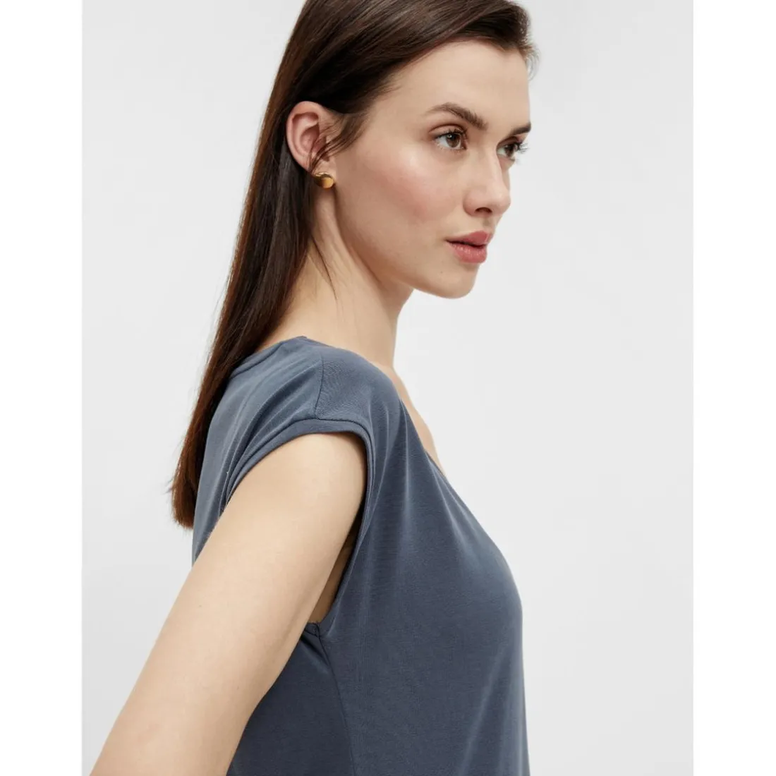 T-shirt comfort fit manches courtes bleu en viscose Page