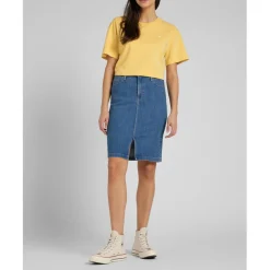 T-Shirt Femme uni - Jaune en coton