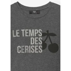 T-shirt fille Nastiagi gris imprimé en coton