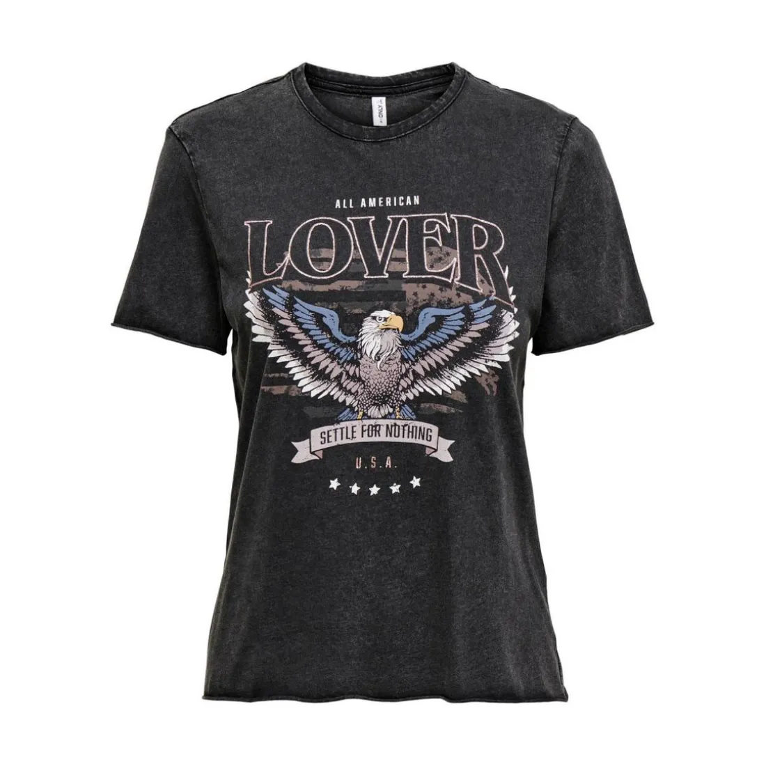 T-shirt Imprimé Col rond Manches courtes noir en coton Hazel