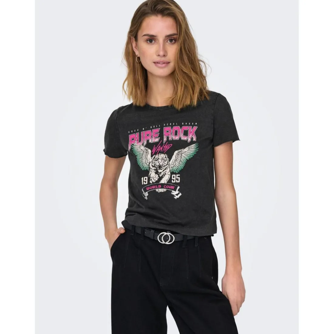 T-shirt Imprimé Col rond Manches courtes noir en coton Hope