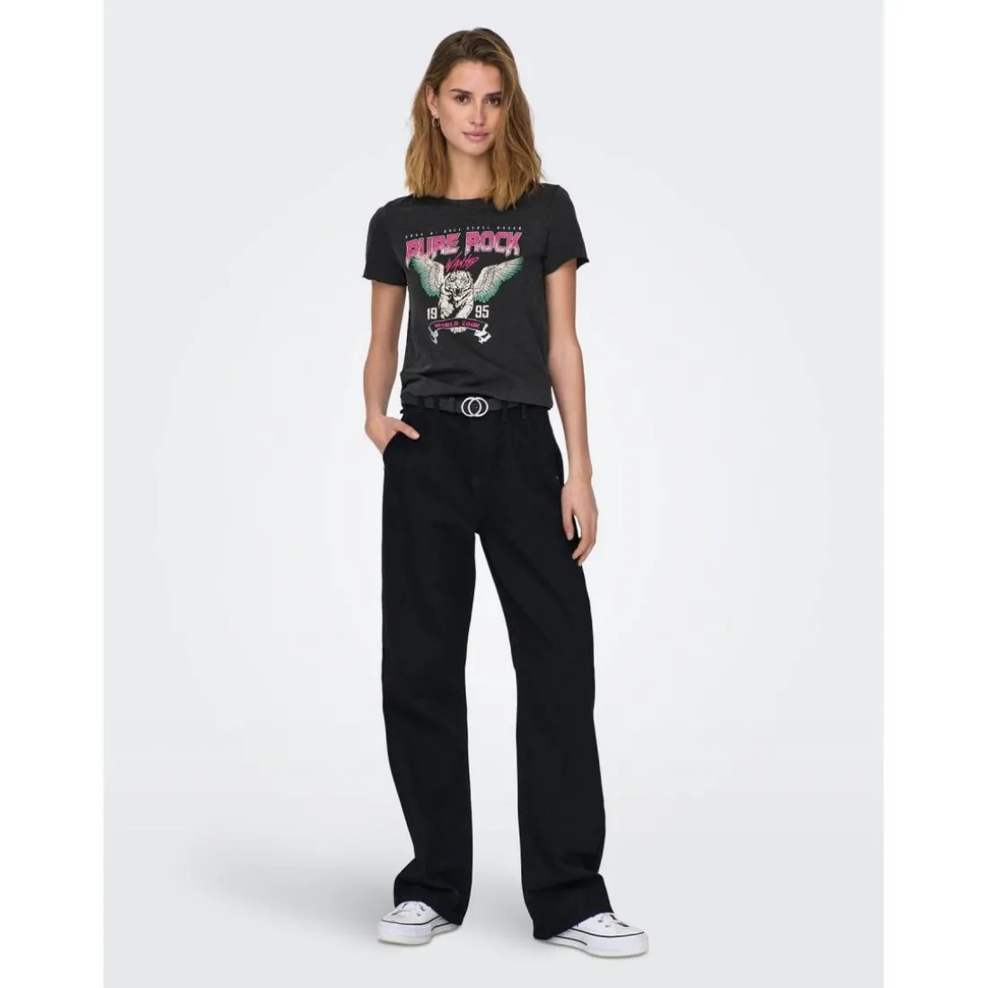 T-shirt Imprimé Col rond Manches courtes noir en coton Hope
