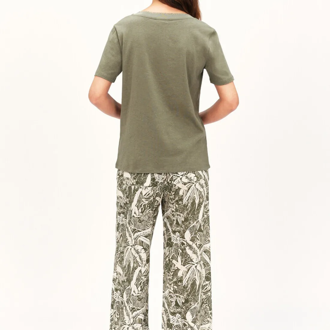 T-shirt kaki en coton