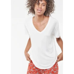 T-Shirt Lola vanille blanc en coton modal