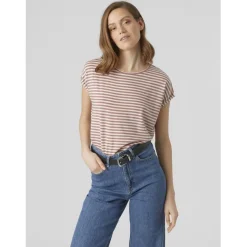T-shirt longueur regular col rond manches courtes violet Alia en coton