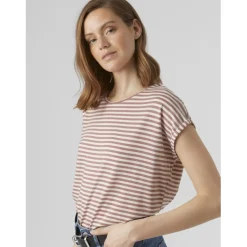 T-shirt longueur regular col rond manches courtes violet Alia en coton