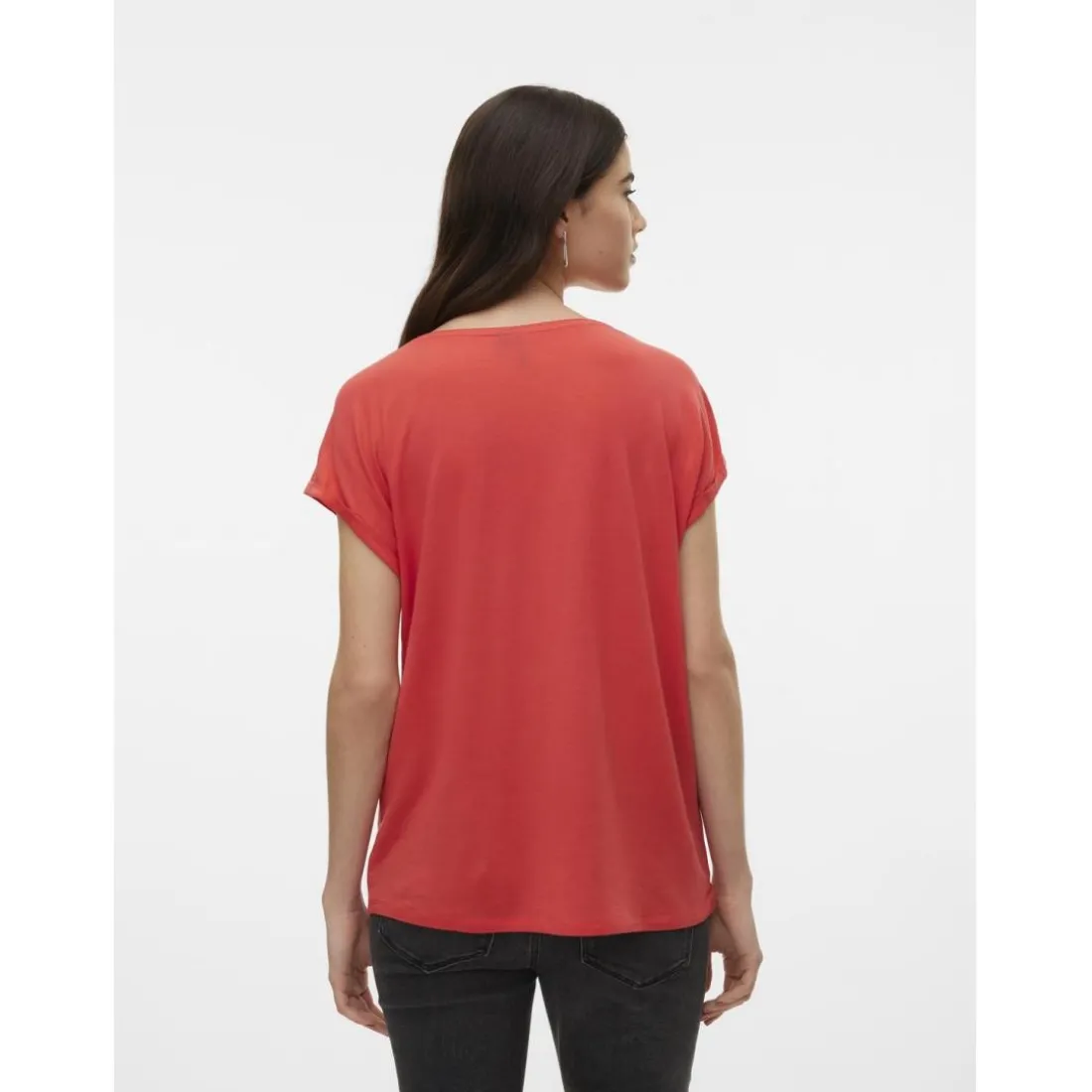 T-shirt longueur regular col rond épaules tombantes manches courtes rose Zara en coton
