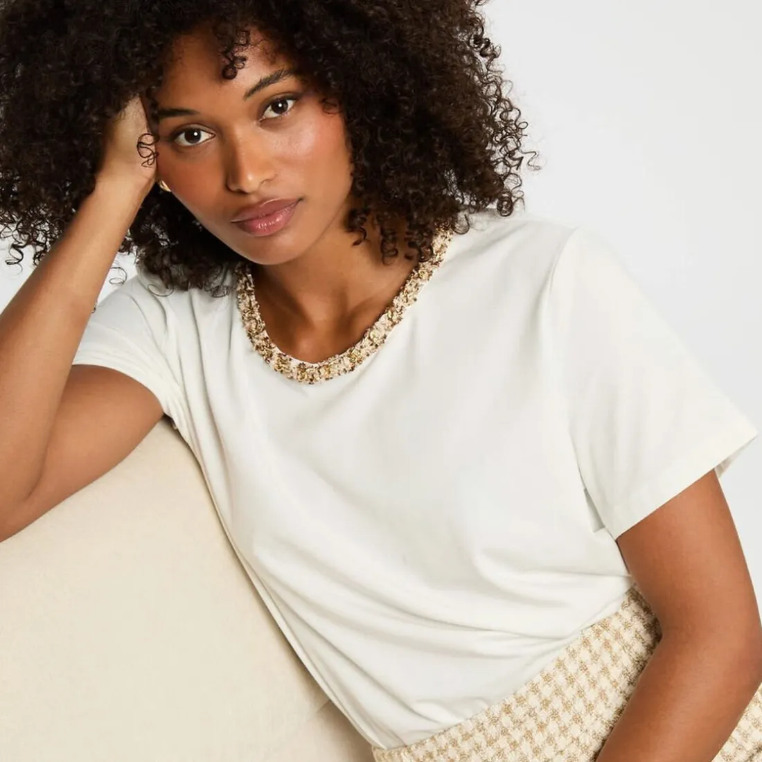 T-shirt manche courte blanc en coton