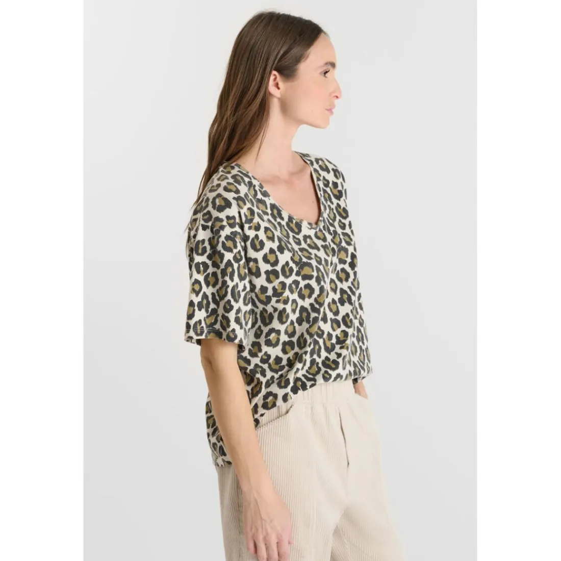 T-shirt manche courte Catlyn marron en coton Zadie