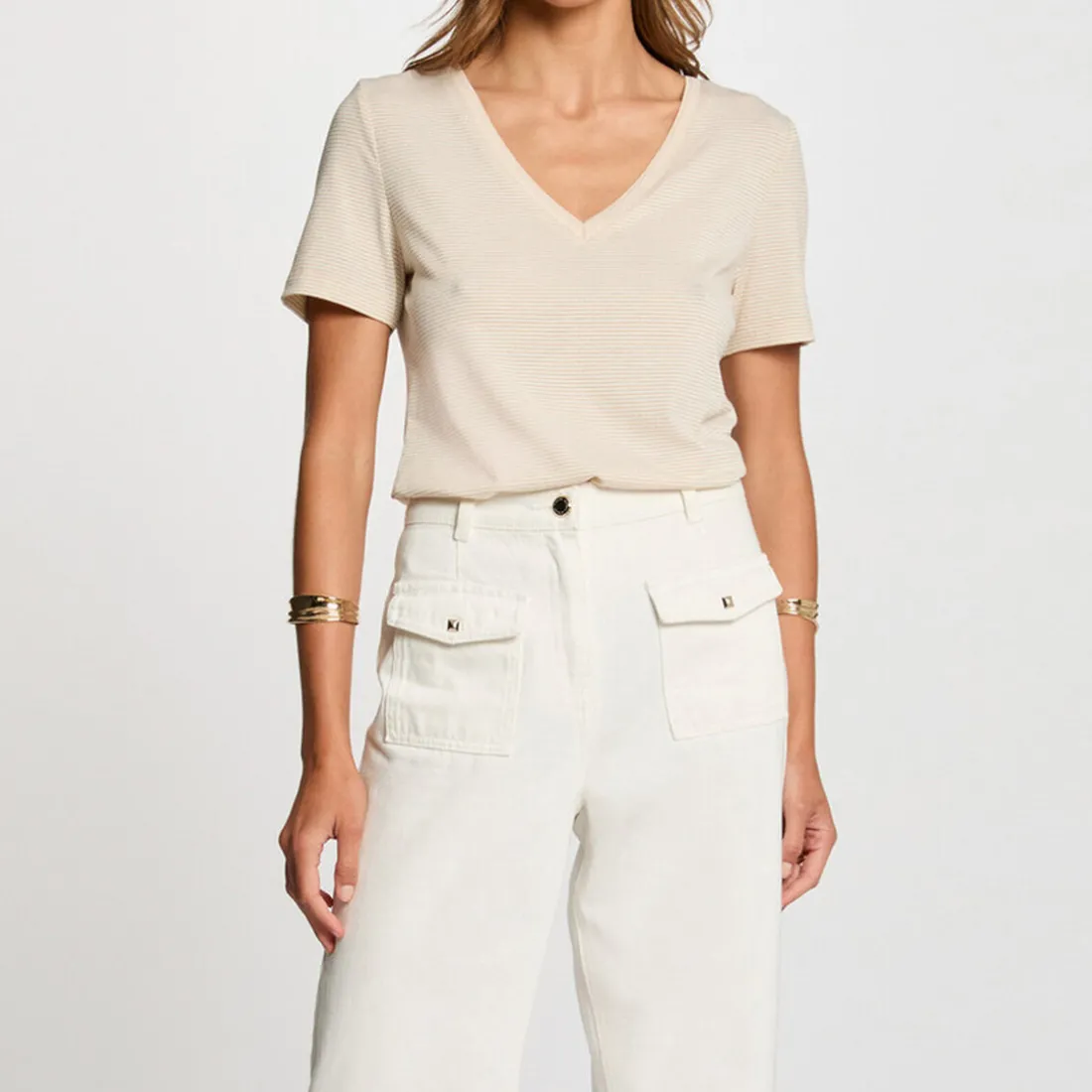 T-shirt manche courte Morgan blanc cassé