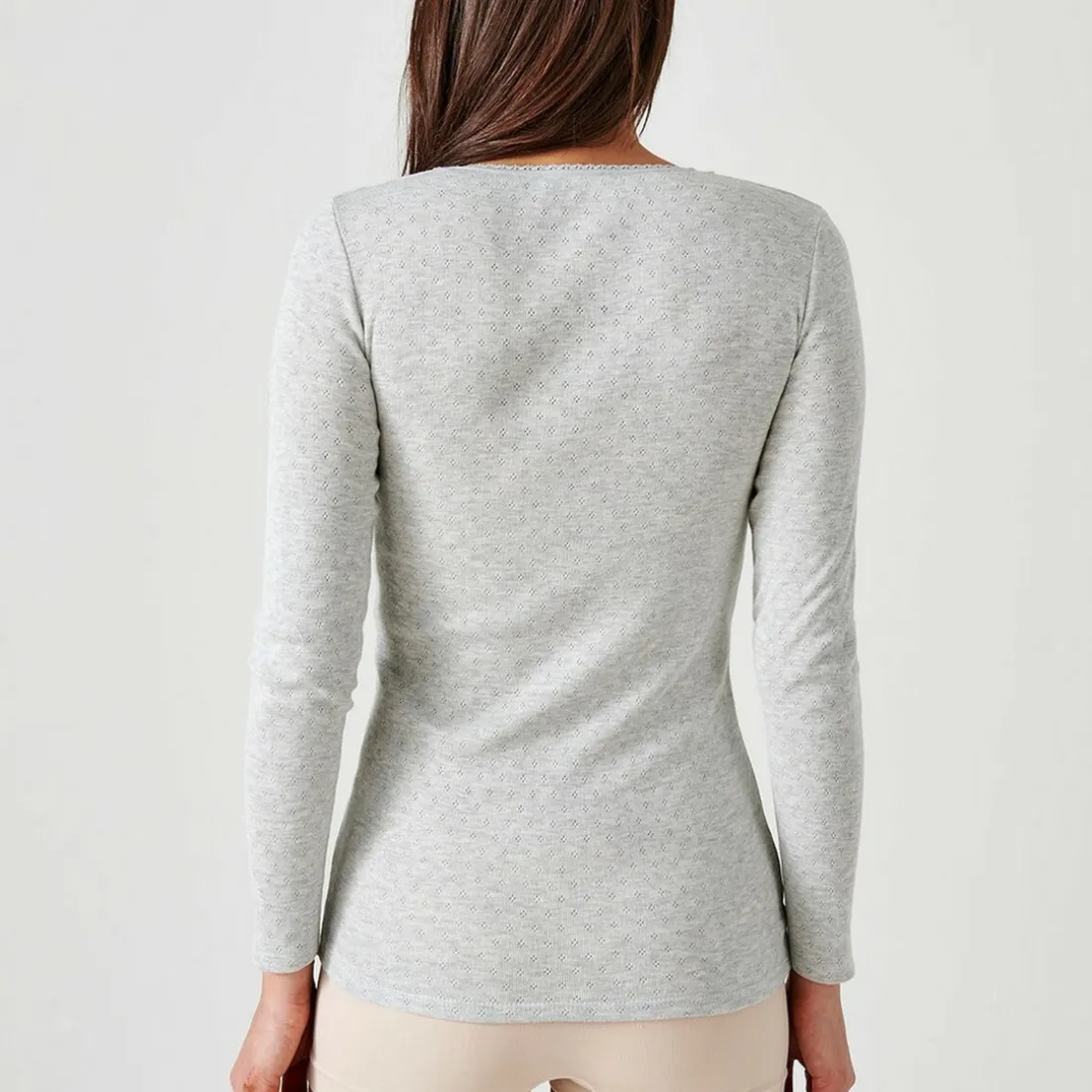 T-shirt manches longues - Gris en coton