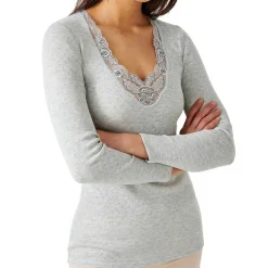 T-shirt manches longues - Gris en coton