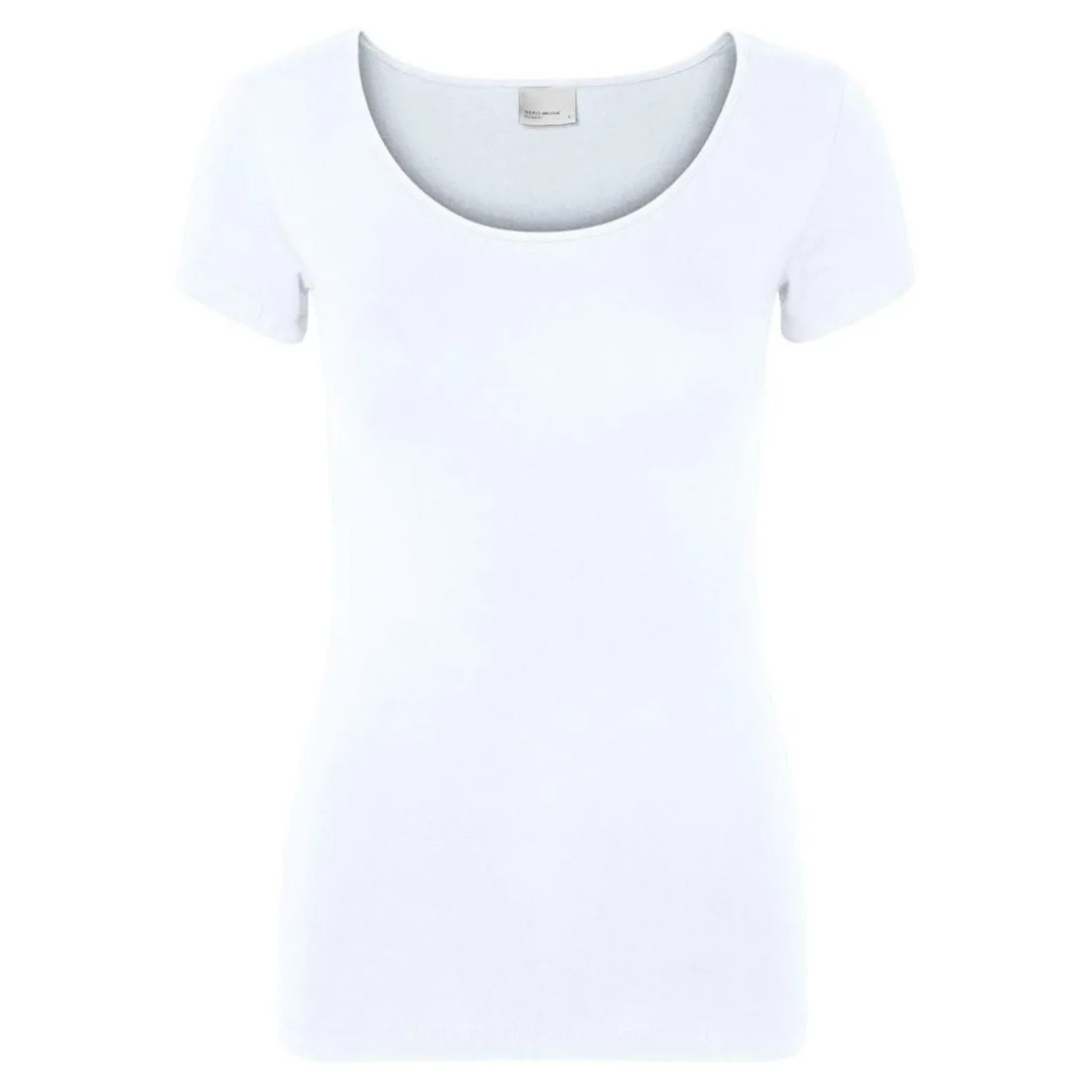 T-shirt Regular Fit Col en U Manches courtes blanc