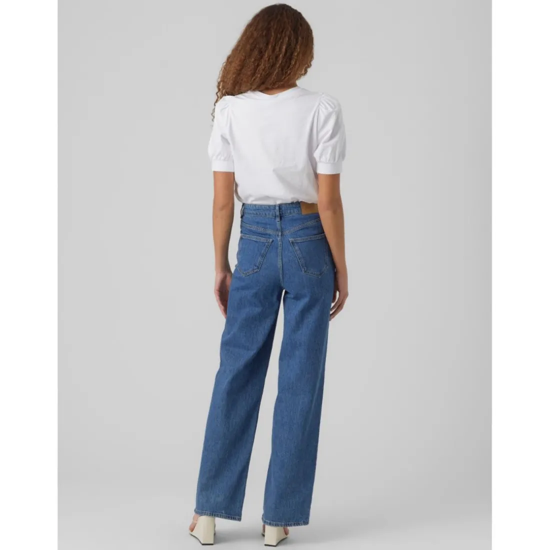 T-shirt Regular Fit Col rond Manches courtes blanc en coton Cleo