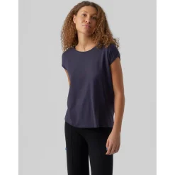 T-shirt Regular Fit Col rond Manches courtes Longueur regular bleu Lina