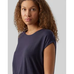 T-shirt Regular Fit Col rond Manches courtes Longueur regular bleu Lina