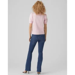 T-shirt Regular Fit Col rond Manches courtes rose en coton Ines