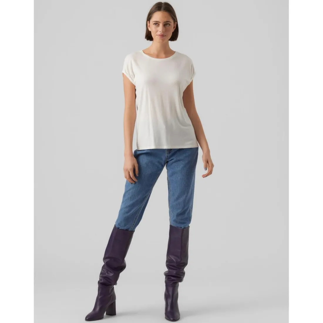 T-shirt Regular Fit Col rond Manches courtes Longueur regular blanc Skye