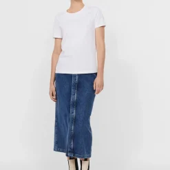 T-shirt Regular Fit Col rond Manches courtes Longueur regular blanc en coton Léa