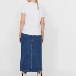 T-shirt Regular Fit Col rond Manches courtes Longueur regular blanc en coton Léa