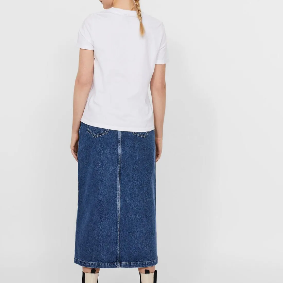 T-shirt Regular Fit Col rond Manches courtes Longueur regular blanc en coton Léa