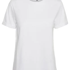 T-shirt Regular Fit Col rond Manches courtes Longueur regular blanc en coton Léa