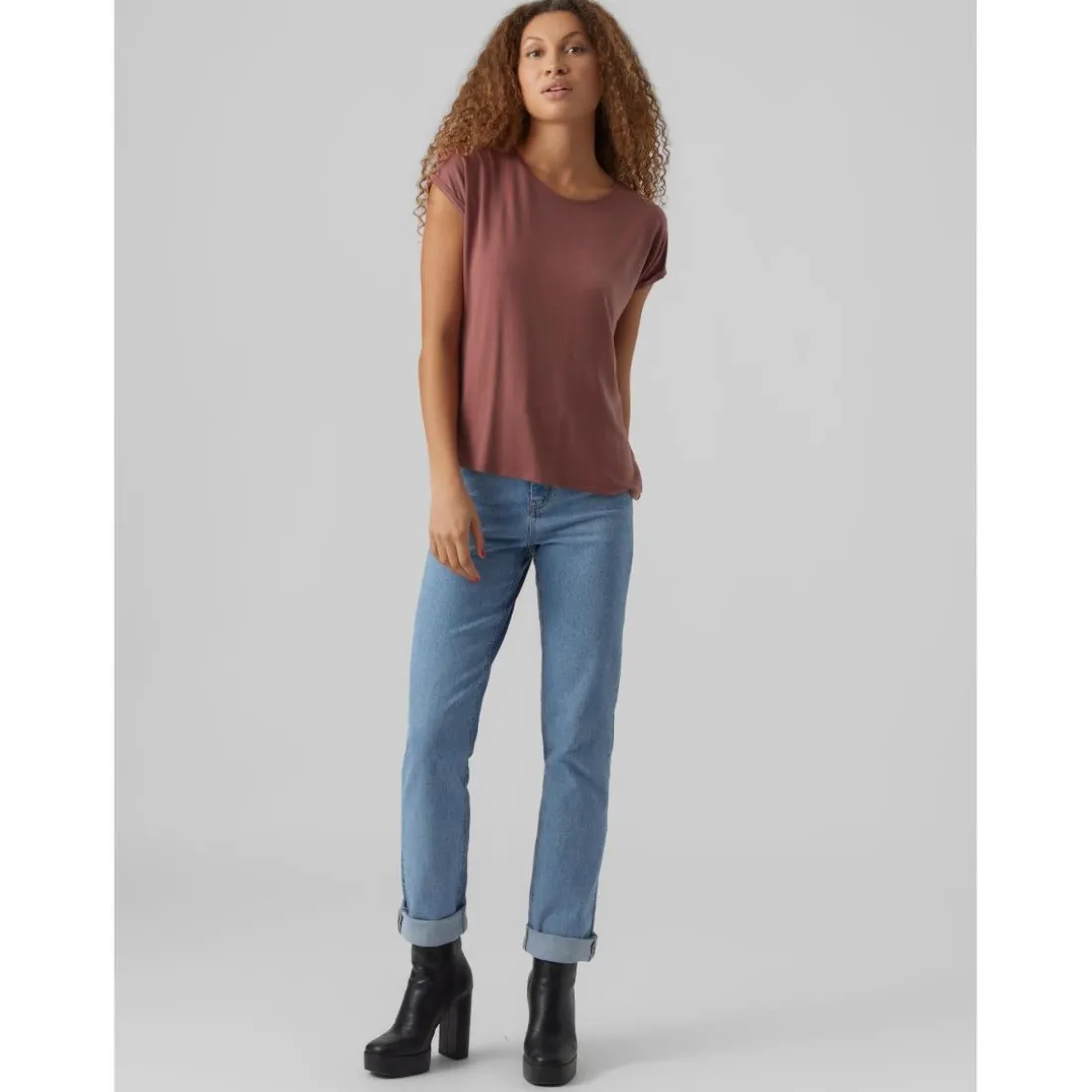 T-shirt Regular Fit Col rond Manches courtes Longueur regular rose Lucie