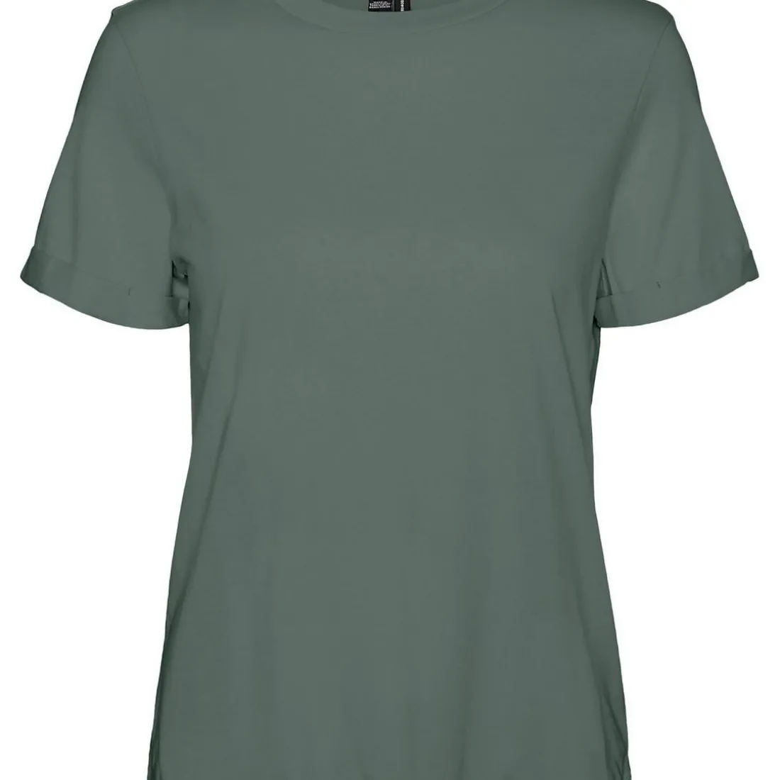 T-shirt Regular Fit Col rond Manches courtes Longueur regular vert en coton Mia