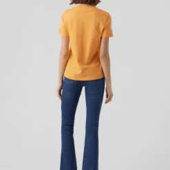 T-shirt Regular Fit Col rond Manches courtes Longueur regular orange en coton